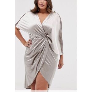Asos curve velvet midi asymmetrical dress